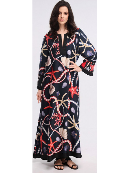Halima Μάξι Καφτάνι - Kaftan Deep Ocean | Eva Lingerie