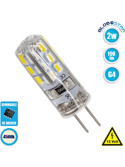 GLOBOSTAR(R) G4BACK 76131 Λάμπα G4 LED 2W 190lm 320 DC 12V IP20 Φυσικό Λευκό 4500K Dimmable - Sanan SMD Chip - Back Pin - Μ0.9 x Π0.9 x Υ3.5cm