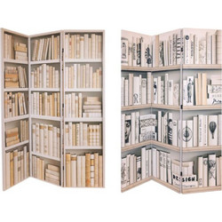 Παραβάν 2 Όψεων Βιβλιοθήκη 810-00081 120x2,5x180cm Beige Estheti Home Ξύλο, Καμβάς