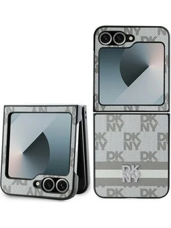 DKNY Checkered Pattern Printed Stripes Case for Samsung Galaxy Z Flip 6 - Beige - (DK000223-0)