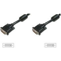 Digitus DVI Connection Cable, DVI(24+1) 2x Ferrit Male/Male, 2m, DVI-D Dual Link, Black (AK-320101-020-S)