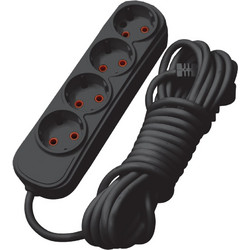 ΠΟΛΥΜΠΡΙΖΟ 4 ΘΕΣΕΩΝ 3M H05VV-F 3G1.5MM2, ΜΑΥΡΟ - 340374BL