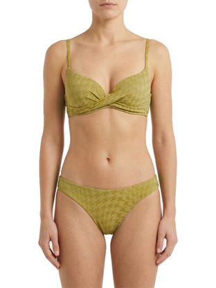 Γυναικείο Μαγιό Bikini Push-Up με μπανέλα pied-de-poule πράσινο