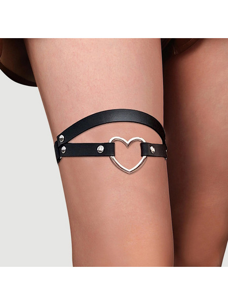 Ρυθμιζόμενη Δερμάτινη Ζαρτιέρα Με Καρδιά Punk Leather Adjustable Stud Punk Leg Loop