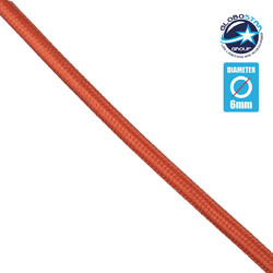 GloboStar(R) 77603 Στρογγυλό Υφασμάτινο Καλώδιο 1m 2 x 0.75mm Κεραμιδί Κόκκινο