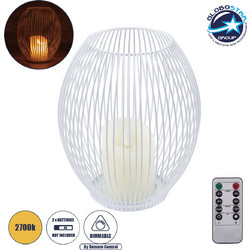 GloboStar(R) CANDLE 76492 Διακοσμητικό Realistic Κερί με LED Εφέ Κινούμενης Φλόγας - Μπαταρίας 2 x AA (Δεν Συμπεριλαμβάνονται) & Ασύρματο Χειριστήριο IR Θερμό Λευκό 2700K Dimmable Λευκό Φ19 x Υ24cm