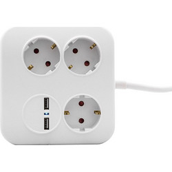 REV POWERQUAD 3-FOLD 2X USB WHITE MULTIPLE SOCKET OUTLET