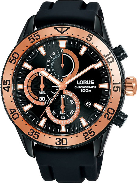 Lorus Ανδρικό Ρολόι Χρονογράφος με Μαύρο Καουτσούκ Λουράκι RM339FX9