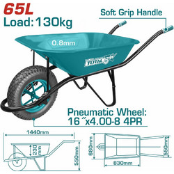 TOTAL ΚΑΡΟΤΣΙ ΕΡΓΟΛΑΒΙΚΟ 65Lit / 130Kg (THTWB84008)