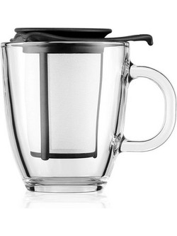 Bodum K11239-01 Yo-Yo Set Σετ Τσαγιού με Ποτήρι 0.35L & Μόνιμο Φίλτρο - Μαύρο