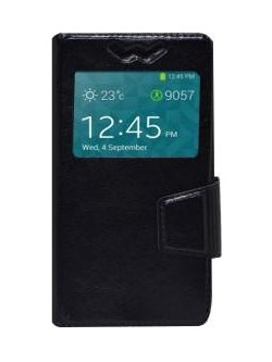 Θήκη Book Ancus S-View Elastic Universal για Smartphone 5.3" - 5.6" με Παράθυρο Μαύρη