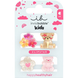 Invisibobble Clipstar Kids Bearly Bloomed Κλιπ Μαλλιών για Παιδιά με Διάφορα Σχέδια 4 Τεμάχια