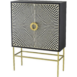 Artekko Sunray MDF Ασπρόμαυρος Μπουφές σε Χρυσή Μεταλλική Βάση με Κοκκάλινη Πρόσοψη (100x40x140)cm 48683