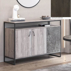 Μπουφές Νο 9 Με 3 Πόρτες 140x45.5x84 Με Επιλογές Χρωμάτων Δίχρωμος - Σκούρο Δρύς-Dark Oak