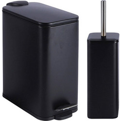 Σετ Πιγκάλ και Πεντάλ 5L Μεταλλικό Μαύρο 25x14x28cm