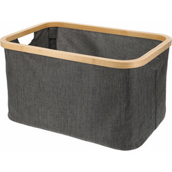 MRShome Καλάθι Αποθήκευσης Polyester με Bamboo 45x30x24.5cm Deep Grey