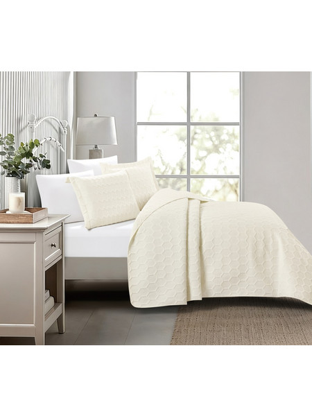 Liolios Home Glenda Κουβερλί Υπέρδιπλο Cream 220x240cm+(2)50x70cm Κρεμ