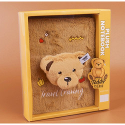 (HY-MRWJ8009) TEDDY ISLAND Series Λούτρινο σημειωματάριο με αρκουδάκι A5 - Εσωτερικές σελίδες με γραμμές, 80 τεμάχια
