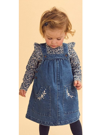 Βρεφικό Σετ για Κορίτσια Floral Denim ΜΠΛΕ