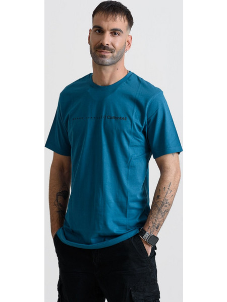 Ανδρικό T-Shirt Cotton4all 25-208 Πετρολ - Ανθρακί