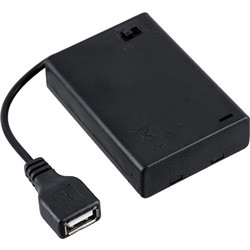 GLOBOSTAR(R) USBGARLAND 79791 Κουτί Τροφοδοσίας με USB & Διακόπτη On/Off για Γιρλάντες LED DC 5V με 3xAA Μπαταρίες IP44 - Μαύρο - Μ6.8 x Π4.8 x Υ1.8cm