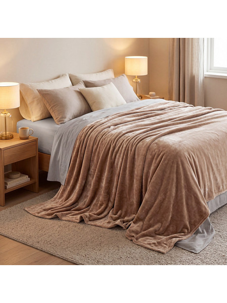 Κουβέρτα Υπέρδιπλη Velora Art 12550 100% Polyester Super Soft 550gsm 220x240εκ Άμμου