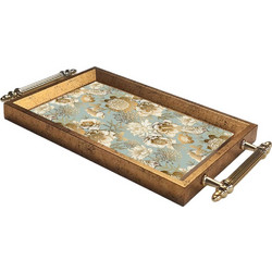 Δίσκος Σερβιρίσματος 903SRV1136 34x18x2cm Multi-Gold Aberto Design Γυαλί