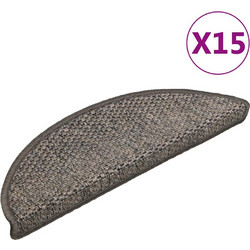 vidaXL Πατάκια Σκάλας Αυτοκόλ. 15 τεμ. Όψη Σιζάλ Γκρι/Μπεζ 56x17x3 εκ. 326860