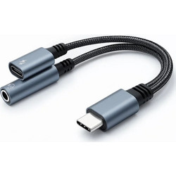 Qoltec Adapter 2-in-1 Usb-c Usb-c 3.5mm Jack Pd 15w 10cm Aluminum