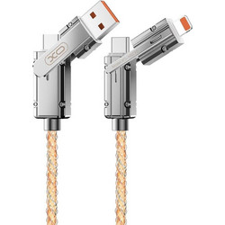 Καλώδιο φόρτισης 4 σε 1 XO-NB276 USB-C σε Lightning και USB-C σε USB-A 60W 1m γκρι - AMA-3-3-82