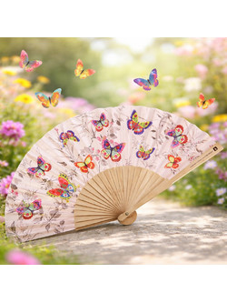 Βεντάλια ξύλινη 23εκ. Butterfly garden