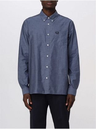 Fred Perry Ανδρικό Πουκάμισο Μακρυμάνικο Μπλε M5650-111