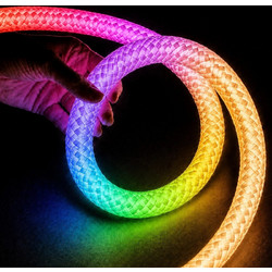 kelvo(R) GLOWFLEX KLV-101-0518 Ψηφιακή Pixel Addressable Ταινία Neon Flex με Πλεκτή Υφασμάτινη Επένδυση LED 14W/m 840lm/m 360 DC 24V Αδιάβροχο IP65 120 x SMD5054 Chip/m Πολύχρωμο RGB+WW Dimmable SPI/T