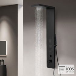 Θερμομικτική Στήλη Ντουζ - Υδρομασάζ OPRA BLACK MATT ICOS SHOWER