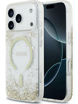 Guess Resin Bottom Glitter Magsafe Back Cover Gold (iPhone 18 Pro / 17 Pro)