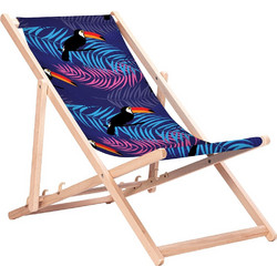 GreenBlue GB183 Classic Beech Deck Chair with Toucan Print