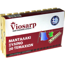 Μανταλάκια Από Ξύλο Μπεζ Χρώμα 20τμχ Viosarp