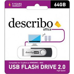 USB STICK HIGH SPEED 2.0 64GB BLACK - BLUE DESCRIBO