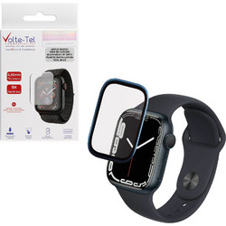 VOLTE-TEL TEMPERED GLASS APPLE WATCH 7/8/9 45mm 3D CURVED ALUMINIUM 1.9" 0.30mm FULL COVER & INSTALLATION TOOL BLUE