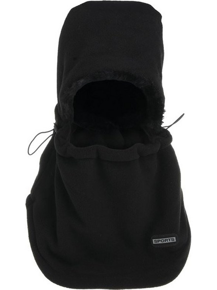 Premium Κουκούλα Μαύρη Fleece Επένδυση Συνθετική Γούνα με Κορδόνι & Βινιέτα Sports