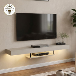 Έπιπλο τηλεόρασης επιτοίχιο Albares Megapap με LED χρώμα sandstone 150x29,6x22εκ