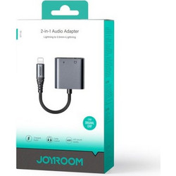 Joyroom Adapter DAC 2-σε-1 Lightning to Lightning/ Mini Jack 3,5mm, 2,4A, 0,12m, Μαύρο (SY-L01)
