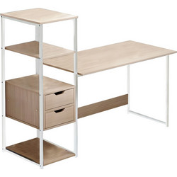Megaquickshoppinggr Γραφείο Zayn ΙΙ με ραφιέρα-MDF φυσικό-λευκό 108x40x111εκMQSGR