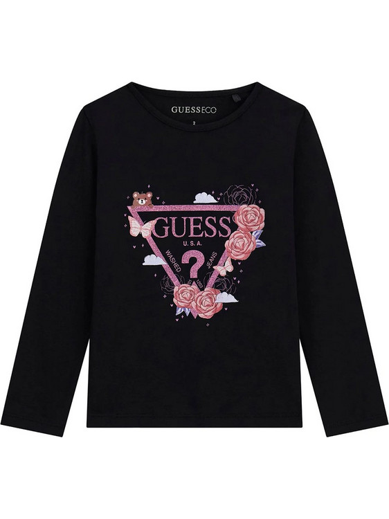 Guess LS T-Shirt Logo Παιδική Μπλούζα Μακρυμάνικη Μαύρη K6YI24K3732-JBLK