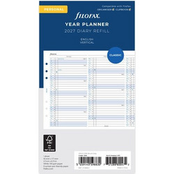 ΕΤΗΣΙΟ ΠΛΑΝΟ ΚΑΘΕΤΟ FILOFAX 2027 PERSONAL ΑΓΓΛΙΚΟ - VERTICAL YEAR PLANNER ENGLISH ΛΕΥΚΟ 27-68402