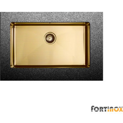 Fortinox Squadro PVD Υποκαθήμενος Νεροχύτης Inox Ματ Gold Brushed 74x44cm