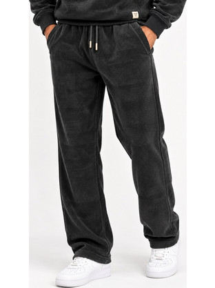Frank Tailor Waffle / Velour Ανδρικό Παντελόνι Φόρμας Μαύρο AT2012-BLACK