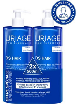 Uriage DS Hair Gentle Balancing Σαμπουάν για Καταπράυνση 2x500ml
