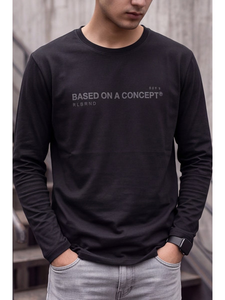Life Style Butiken Ανδρική Μακρυμάνικη Μπλούζα Slim Fit 100% Βαμβακερή LS10770 ΜΑΥΡΟ