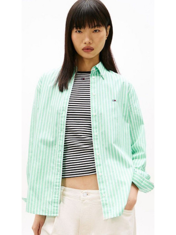 Tommy Hilfiger TJW Reg Poplin Shirt Ext Γυναικείο Πουκάμισο Πράσινο DW0DW22211-0CF